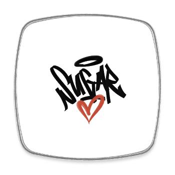 sugar heart graffiti - Square fridge magnet - white - Front