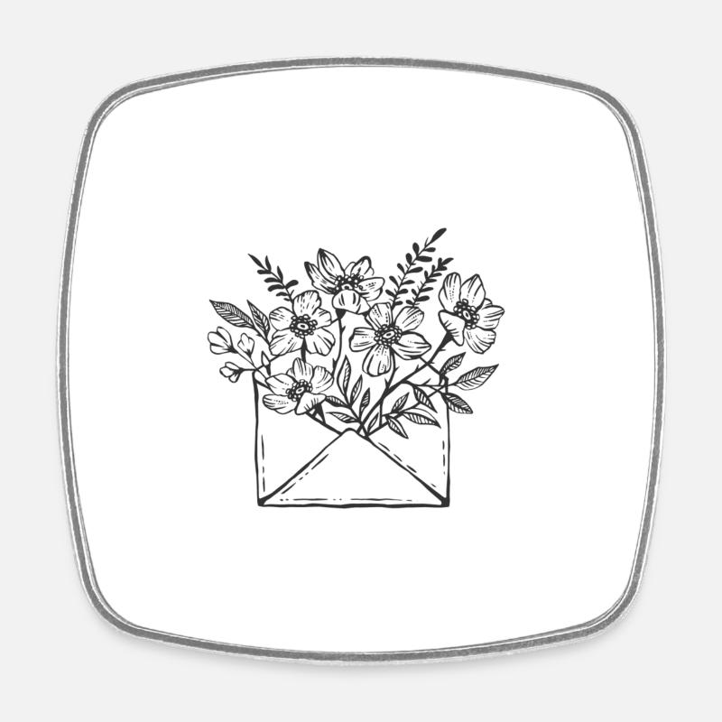 Flower Post - Square fridge magnet - white