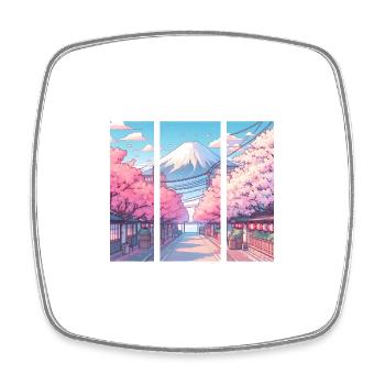Japanese Cherry Blossom Route - Square fridge magnet - white - Front