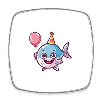 Piranha Pisces Birthday Baby - Square fridge magnet - white - Front