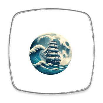 Vintage Sailboat Sailing Waves Ship - Square fridge magnet - white - Front