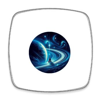 Sailboat with Saturn Fantasy Universe - Square fridge magnet - white - Front
