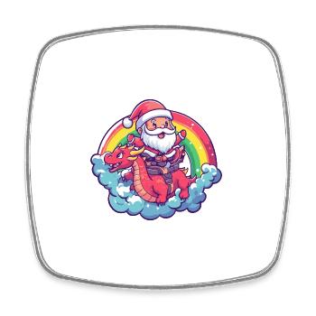 Drache Weihnachtsmann Regenbogen - Viereckiger Kühlschrankmagnet - Weiß - Vorne