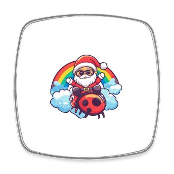 Marienkäfer Weihnachtsmann Regenbogen - Viereckiger Kühlschrankmagnet - Weiß - Vorne