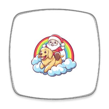 Golden Retriever Dog Santa Claus Rainbow Lu - Square fridge magnet - white - Front