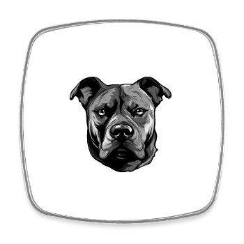 Tête de chien Staffordshire Bull Terrier - Magnet carré - blanc - Devant