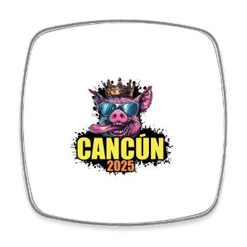 Cancun 2025 Schwein - Viereckiger Kühlschrankmagnet - Weiß - Vorne