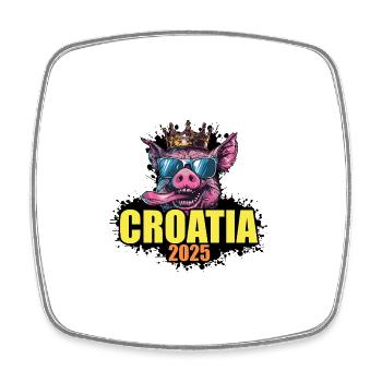 Croatia 2025 Pig - Square fridge magnet - white - Front