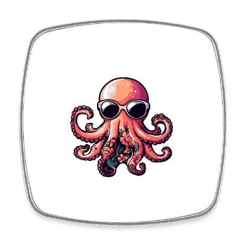 Octopus Bande dessinée Holiday - Magnet carré - blanc - Devant