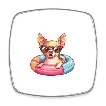 Chihuahua Hund Comic Cool - Viereckiger Kühlschrankmagnet - Weiß - Vorne