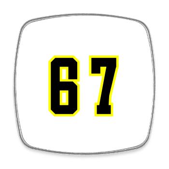 67 Number Leotard - Square fridge magnet - white - Front