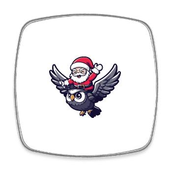 Owl Santa Claus - Square fridge magnet - white - Front
