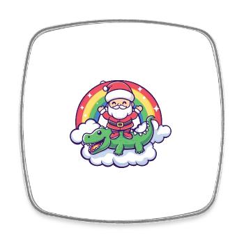 Alligator Weihnachtsmann Regenbogen - Viereckiger Kühlschrankmagnet - Weiß - Vorne