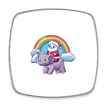 Elefant Weihnachtsmann Regenbogen - Viereckiger Kühlschrankmagnet - Weiß - Vorne