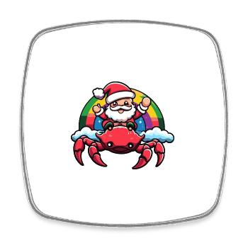 Crabe Crabe Père Noël Arc-en-ciel - Magnet carré - blanc - Devant