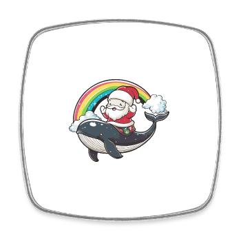 Wal Weihnachtsmann Regenbogen - Viereckiger Kühlschrankmagnet - Weiß - Vorne