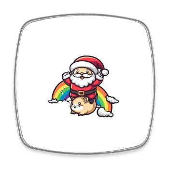 Hamster Weihnachtsmann Regenbogen - Viereckiger Kühlschrankmagnet - Weiß - Vorne