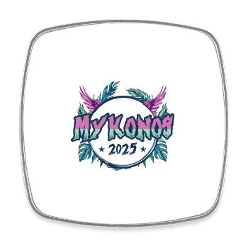 Vacances Mykonos 2025 - Magnet carré - blanc - Devant