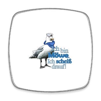 Lustige Möwe mit Spruch - Scheiß drauf! - Viereckiger Kühlschrankmagnet - Weiß - Vorne