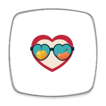 Herz Sonnenbrille Früchte Liebe Retro - Viereckiger Kühlschrankmagnet - Weiß - Vorne