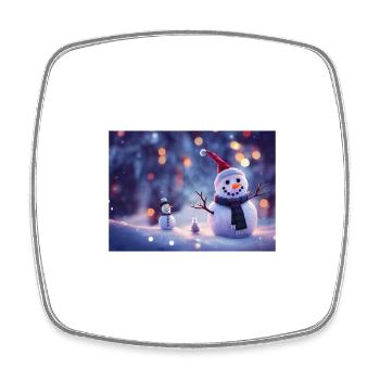 Joyeux Noël Bonhomme de neige - Magnet carré - blanc - Devant