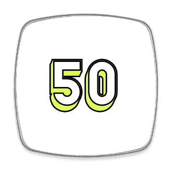 50. 50 ANS. 50e ANNIVERSAIRE. ANNIVERSAIRE 50 ANS. - Magnet carré - blanc - Devant