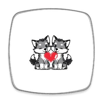 Couple de loups Saint-Valentin - Magnet carré - blanc - Devant