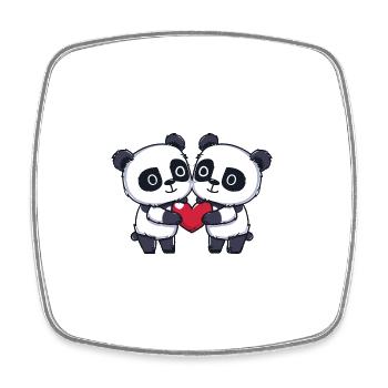 Panda Couple Saint-Valentin - Magnet carré - blanc - Devant