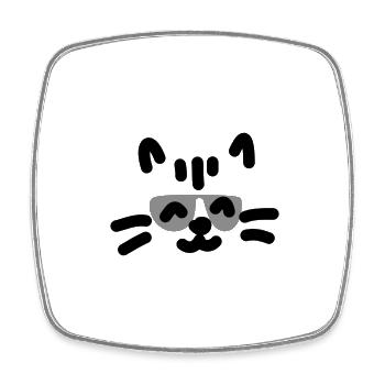 Chat cool Katze - Magnet carré - blanc - Devant