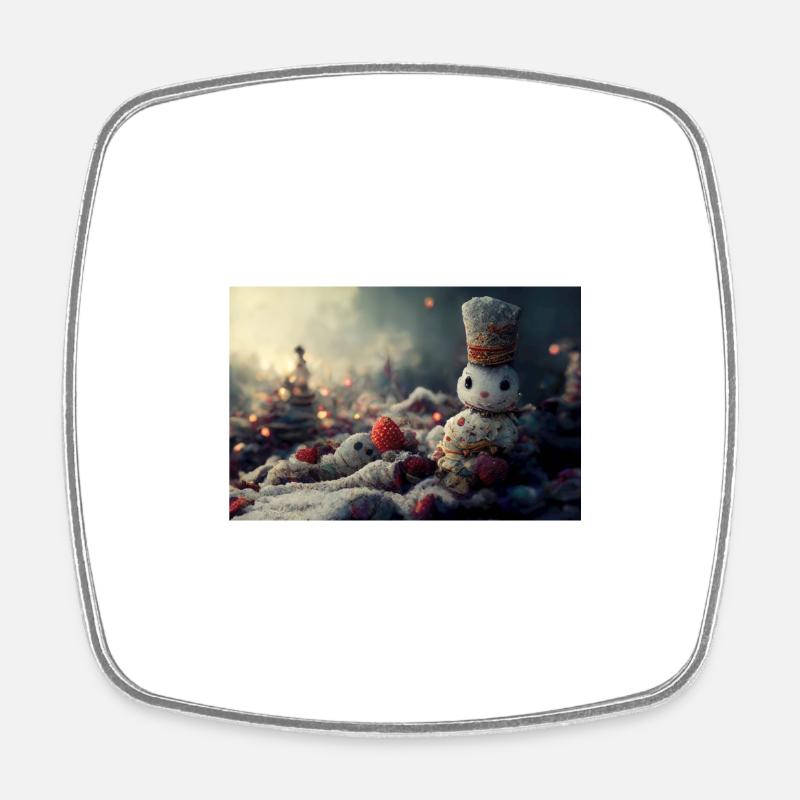 Christmas Snowmen - Square fridge magnet - white