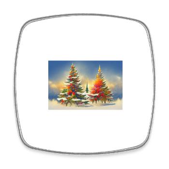 Arbres de Noël artistiques - Magnet carré - blanc - Devant