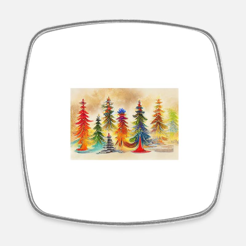 Artistic Christmas Tree - Square fridge magnet - white