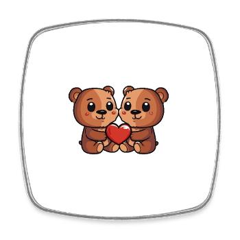 Couple d’ours Saint-Valentin - Magnet carré - blanc - Devant