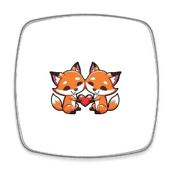 Couple Renard Saint-Valentin - Magnet carré - blanc - Devant