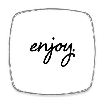 Design « enjoy » avec inscription sur le devant Unisexe - Magnet carré - blanc - Devant