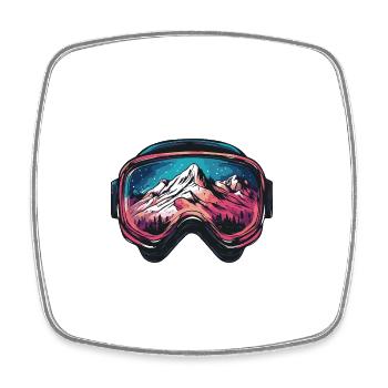 Skibrille Berge Ski - Viereckiger Kühlschrankmagnet - Weiß - Vorne