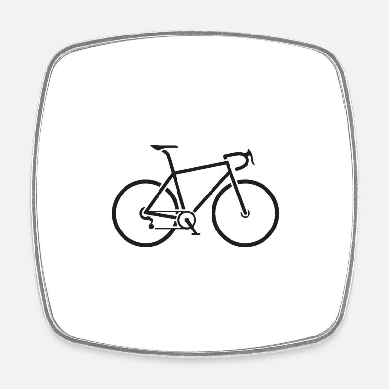 Vélo de route noir - Magnet carré - blanc