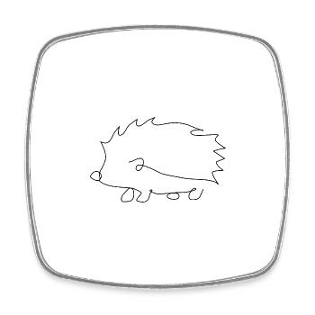 Line Art Igel Design - Viereckiger Kühlschrankmagnet - Weiß - Vorne