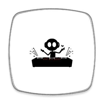 DJ Party Turntables - Viereckiger Kühlschrankmagnet - Weiß - Vorne