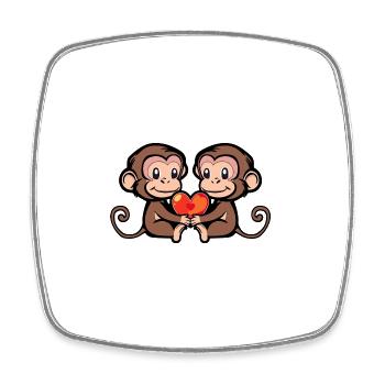 Cœur de Singe En Amour Saint Valentin - Magnet carré - blanc - Devant