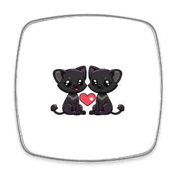 Panthère Amour Coeur Couple - Magnet carré - blanc - Devant