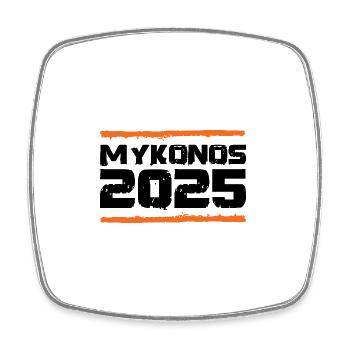 Mykonos 2025 Urlaub - Viereckiger Kühlschrankmagnet - Weiß - Vorne