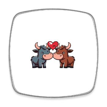 Stier Paar Valentinstag - Viereckiger Kühlschrankmagnet - Weiß - Vorne