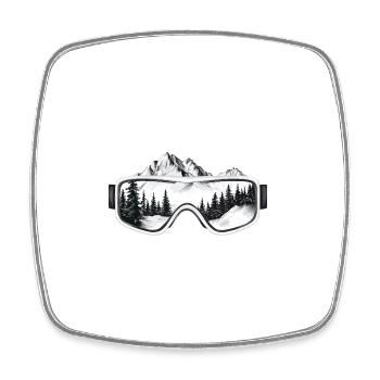 Skibrille Berge - Viereckiger Kühlschrankmagnet - Weiß - Vorne