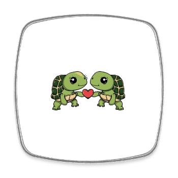 Tortue Couple Saint-Valentin - Magnet carré - blanc - Devant