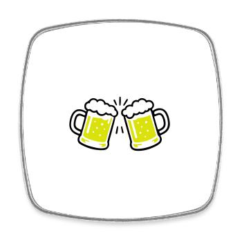 Bier Anstossen Prost - Viereckiger Kühlschrankmagnet - Weiß - Vorne