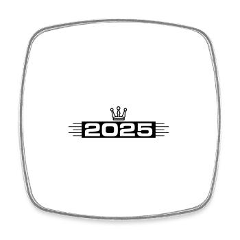2025 Krone - Viereckiger Kühlschrankmagnet - Weiß - Vorne