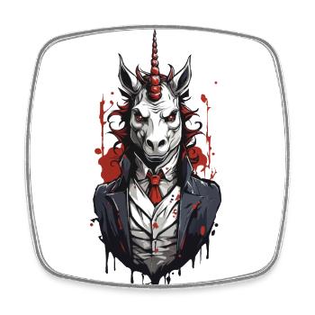 Düsteres Vampir Einhorn Halloween Design - Viereckiger Kühlschrankmagnet - Weiß - Vorne