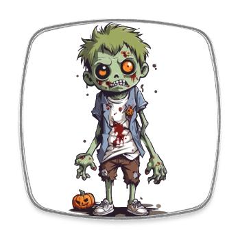 Cartoon Zombie Goule Halloween Nuit - Magnet carré - blanc - Devant