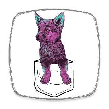 pink baby wolf in pocket size - Square fridge magnet - white - Front